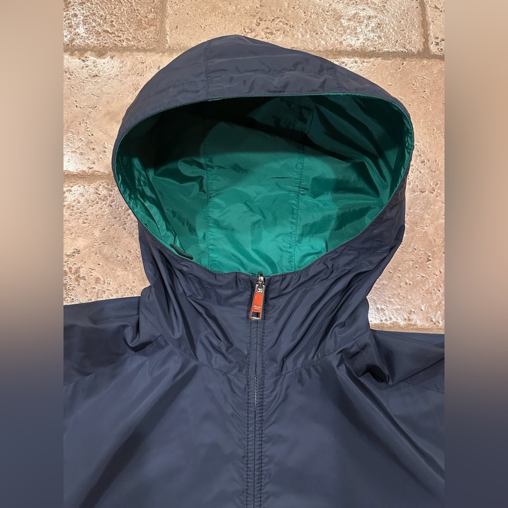 Prada Nylon Triangle Logo Reversible Navy / Green Zip Windbreaker Jacket - Picture 8 of 16